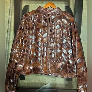 Leather leaf designed jacket ￼